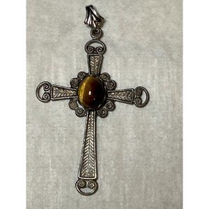 Christian Cross Pendant for Necklace with Center Stone